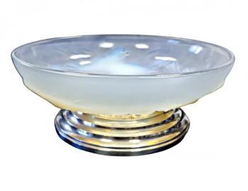 ART DECO OPÁLOVÁ MÍSA NA CHROMOVÉM PODSTAVCI, ZN. ART DECO OPÁLOVÁ MÍSA NA CHROMOVÉM PODSTAVCI, ZN.